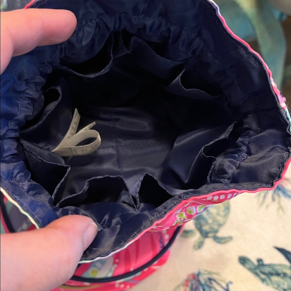 Pink Patterned Clear Drawstring Cosmetic Bag - image 11